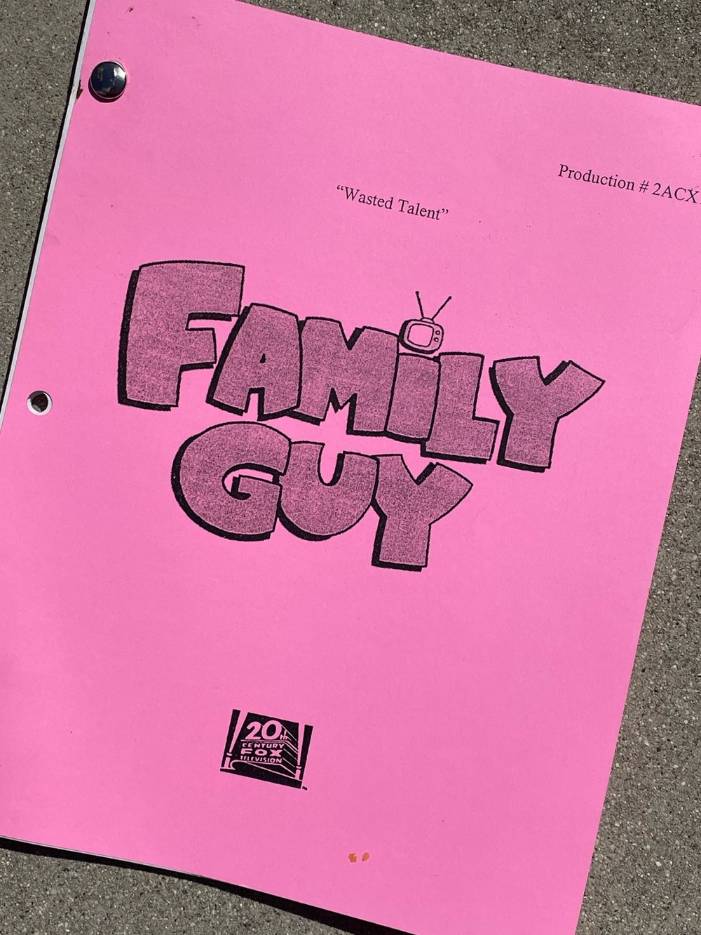 Family Guy VTG 1999 Production Used Table Draft Script Wasted Talent WILLY WONKA